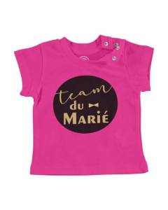 T-shirt Bébé Manche Courte Rose Team du Marié Chic Mariage Marié Gentleman Art Déco