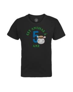 T-shirt Enfant Noir Cet Animal À 5 Ans Anniversaire Celebration Enfant Cadeau Safari Theme