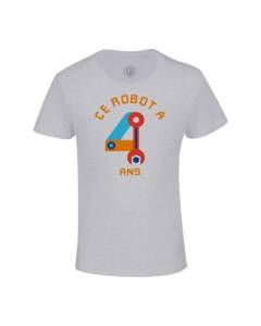 T-shirt Enfant Gris Ce Robot À 4 Ans Anniversaire Celebration Enfant Cadeau