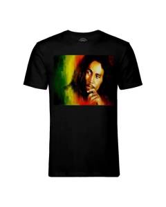 T-shirt Homme Col Rond Noir Bob Marley Legende Reggae Musique Jamaique Rastafari