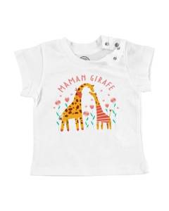 T-shirt Bébé Manche Courte Blanc Sophie la Maman Girafe Dessin Illustration