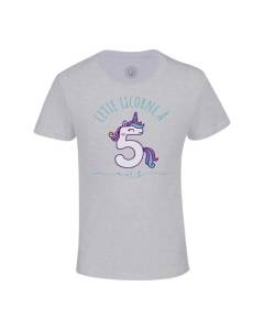 T-shirt Enfant Gris Cette Licorne À 5 Ans Anniversaire Celebration Enfant Cadeau