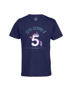 T-shirt Enfant Bleu Cette Licorne À 5 Ans Anniversaire Celebration Enfant Cadeau