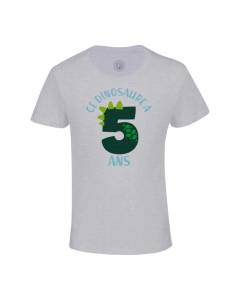 T-shirt Enfant Gris Ce Dinosaure À 5 Ans Anniversaire Celebration Enfant Cadeau