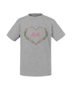 T-shirt Enfant Gris Belle Fleurs Calligraphie Floral