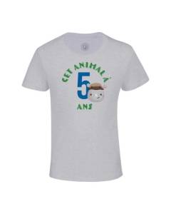T-shirt Enfant Gris Cet Animal À 5 Ans Anniversaire Celebration Enfant Cadeau Safari Theme