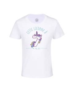 T-shirt Enfant Blanc Cette Licorne À 7 Ans Anniversaire Celebration Enfant Cadeau