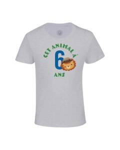 T-shirt Enfant Gris Cet Animal À 6 Ans Anniversaire Celebration Enfant Cadeau Safari Theme
