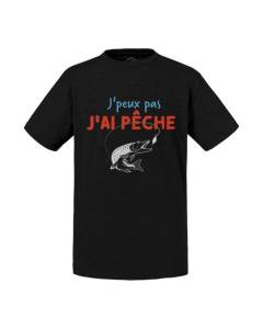 T-shirt Enfant Noir J'Peux Pas J'ai Pêche Pecheur Poisson Loisir
