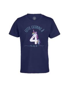 T-shirt Enfant Bleu Cette Licorne À 4 Ans Anniversaire Celebration Enfant Cadeau