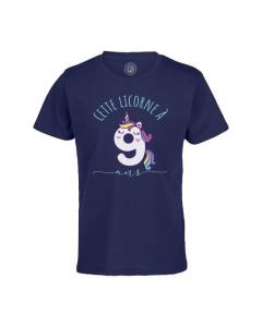 T-shirt Enfant Bleu Cette Licorne À 9 Ans Anniversaire Celebration Enfant Cadeau