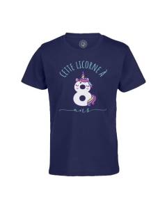 T-shirt Enfant Bleu Cette Licorne À 8 Ans Anniversaire Celebration Enfant Cadeau