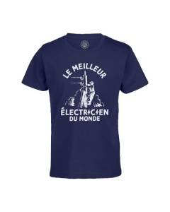 T-shirt Enfant Bleu Le Meilleur Electricien du Monde Métier Electricité Maison