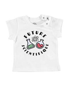 T-shirt Bébé Manche Courte Blanc Future Scientifique Métier Sciences