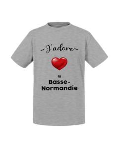 T-shirt Enfant Gris J'adore La Basse Normandie Region de France Caen