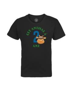 T-shirt Enfant Noir Cet Animal À 2 Ans Anniversaire Celebration Enfant Cadeau Safari Theme