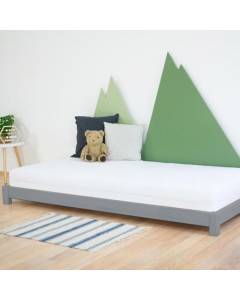 Lit simple en bois massif gris - Benlemi - TEENY - 90 x 160 cm - Avec tiroirs - Style classique