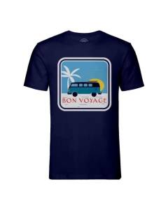 T-shirt Homme Col Rond Bleu Bon Voyage Van Voyage Plage camping mer