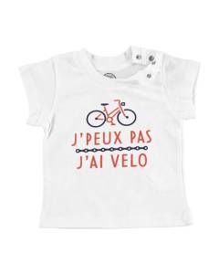 T-shirt Bébé Manche Courte Blanc J'Peux Pas J'ai Vélo Cyclisme VTT Route