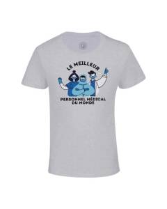T-shirt Enfant Gris Le Meilleur Personnel Médical du Monde Docteur Urgence Medecin Hopital