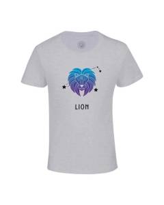 T-shirt Enfant Gris Lion Signe Astrologie Prevision Stellaire Céleste Solaire Sideral Etoile