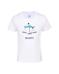 T-shirt Enfant Blanc Balance Signe Astrologie Prevision Stellaire Céleste Solaire Sideral Etoile