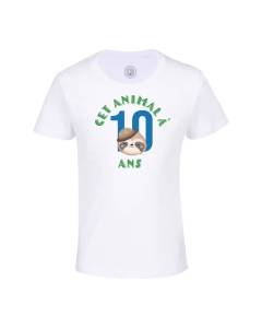 T-shirt Enfant Blanc Cet Animal À 10 Ans Anniversaire Celebration Enfant Cadeau Safari Theme