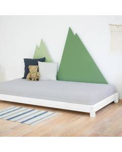 Lit simple en bois massif blanc 90 x 160 cm - Benlemi - TEENY - Avec tiroirs - Normes de sécurité