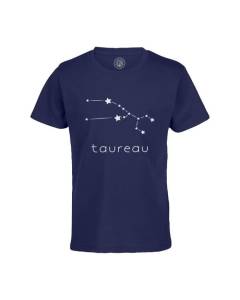 T-shirt Enfant Bleu Taureau Etoile Signe Astrologie Constellation Minimaliste