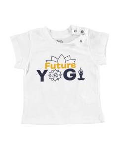 T-shirt Bébé Manche Courte Blanc Future Yogi Zen Yoga Maison