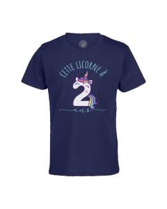 T-shirt Enfant Bleu Cette Licorne À 2 Ans Anniversaire Celebration Enfant Cadeau