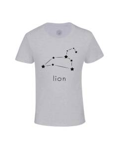 T-shirt Enfant Gris Lion Etoile Signe Astrologie Constellation Minimaliste