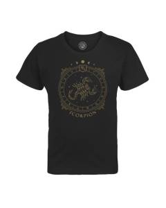 T-shirt Enfant Noir Scorpion Cartomancie Signe Astrologie Zodiaque Astres Constellation Tarot