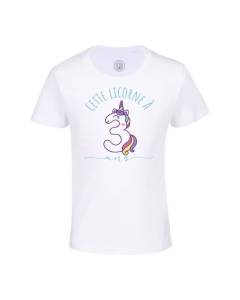 T-shirt Enfant Blanc Cette Licorne À 3 Ans Anniversaire Celebration Enfant Cadeau