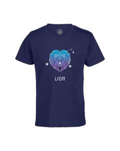 T-shirt Enfant Bleu Lion Signe Astrologie Prevision Stellaire Céleste Solaire Sideral Etoile