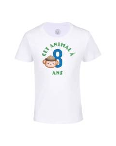 T-shirt Enfant Blanc Cet Animal À 8 Ans Anniversaire Celebration Enfant Cadeau Safari Theme