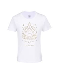 T-shirt Enfant Blanc Cancer Signe Astrologie Bohème Zodiaque Astres Constellation