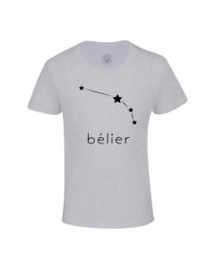 T-shirt Enfant Gris Belier Etoile Signe Astrologie Constellation Minimaliste
