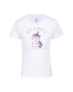 T-shirt Enfant Blanc Cette Licorne À 2 Ans Anniversaire Celebration Enfant Cadeau