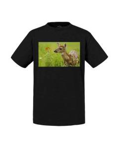 T-shirt Enfant Noir Faon Biche Bebe Animal Photo Nature Vie Sauvage Mignon