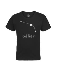 T-shirt Enfant Noir Belier Etoile Signe Astrologie Constellation Minimaliste