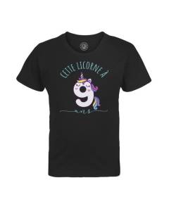 T-shirt Enfant Noir Cette Licorne À 9 Ans Anniversaire Celebration Enfant Cadeau