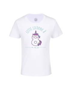 T-shirt Enfant Blanc Cette Licorne À 8 Ans Anniversaire Celebration Enfant Cadeau