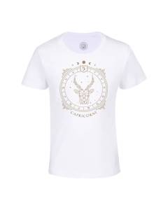 T-shirt Enfant Blanc Capricorne Cartomancie Signe Astrologie Zodiaque Astres Constellation Tarot
