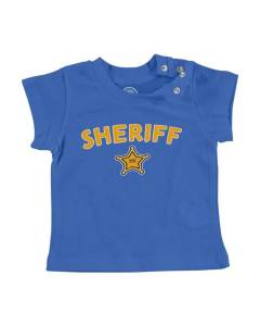 T-shirt Bébé Manche Courte Bleu Sheriff Etoile Police Far West BD