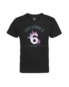 T-shirt Enfant Noir Cette Licorne À 6 Ans Anniversaire Celebration Enfant Cadeau