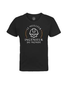 T-shirt Enfant Noir Le Meilleur Ingénieur du Monde Métier Construction Métier Aviation