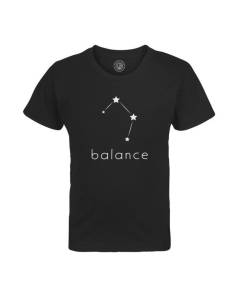 T-shirt Enfant Noir Balance Etoile Signe Astrologie Constellation Minimaliste
