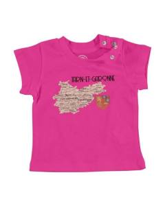 T-shirt Bébé Manche Courte Rose Tarn et Garonne 82 Département Montauban Carte Ancienne Occitanie