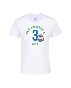 T-shirt Enfant Blanc Cet Animal À 3 Ans Anniversaire Celebration Enfant Cadeau Safari Theme